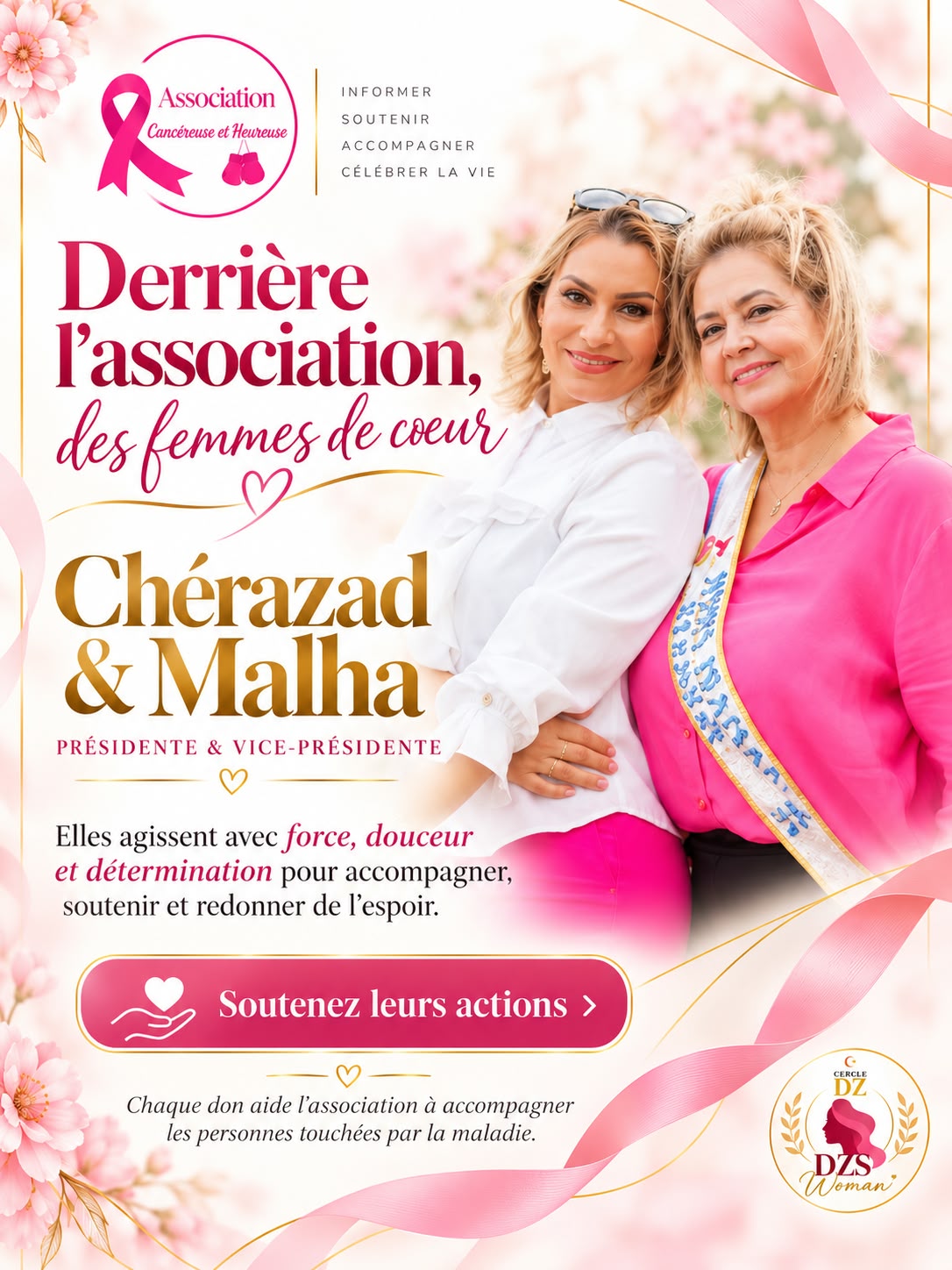 Chérazad et Malha, présidente et vice-présidente de Cancéreuse et Heureuse : des femmes de cœur.